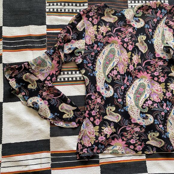 Vintage Angie 100% Rayon Hippie Boho Paisley Blouse. Festival Wear. India. S/M - Picture 13 of 14